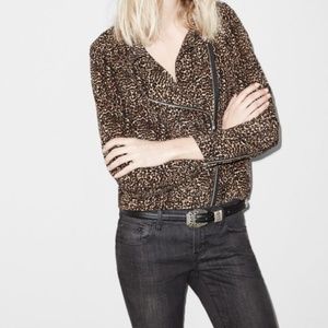 The kooples Leopard print asymmetric zip shirt